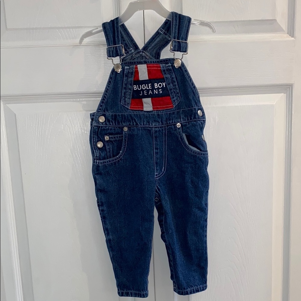 Bugle Boy Blue Denim Overalls Classic Style Size 18 Months Vintage